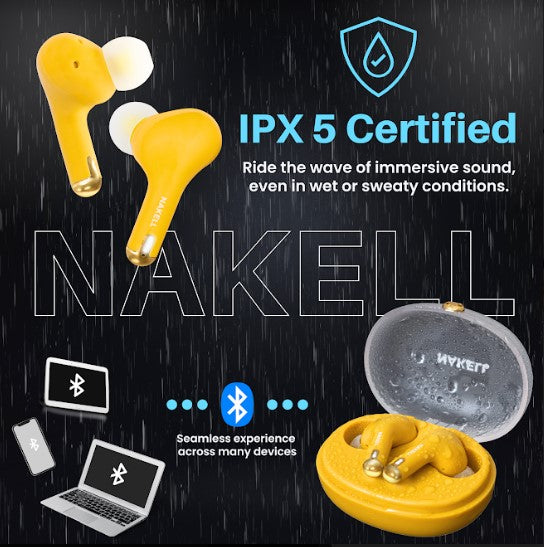 New Nakell smart bluetooth earbuds - Yellow